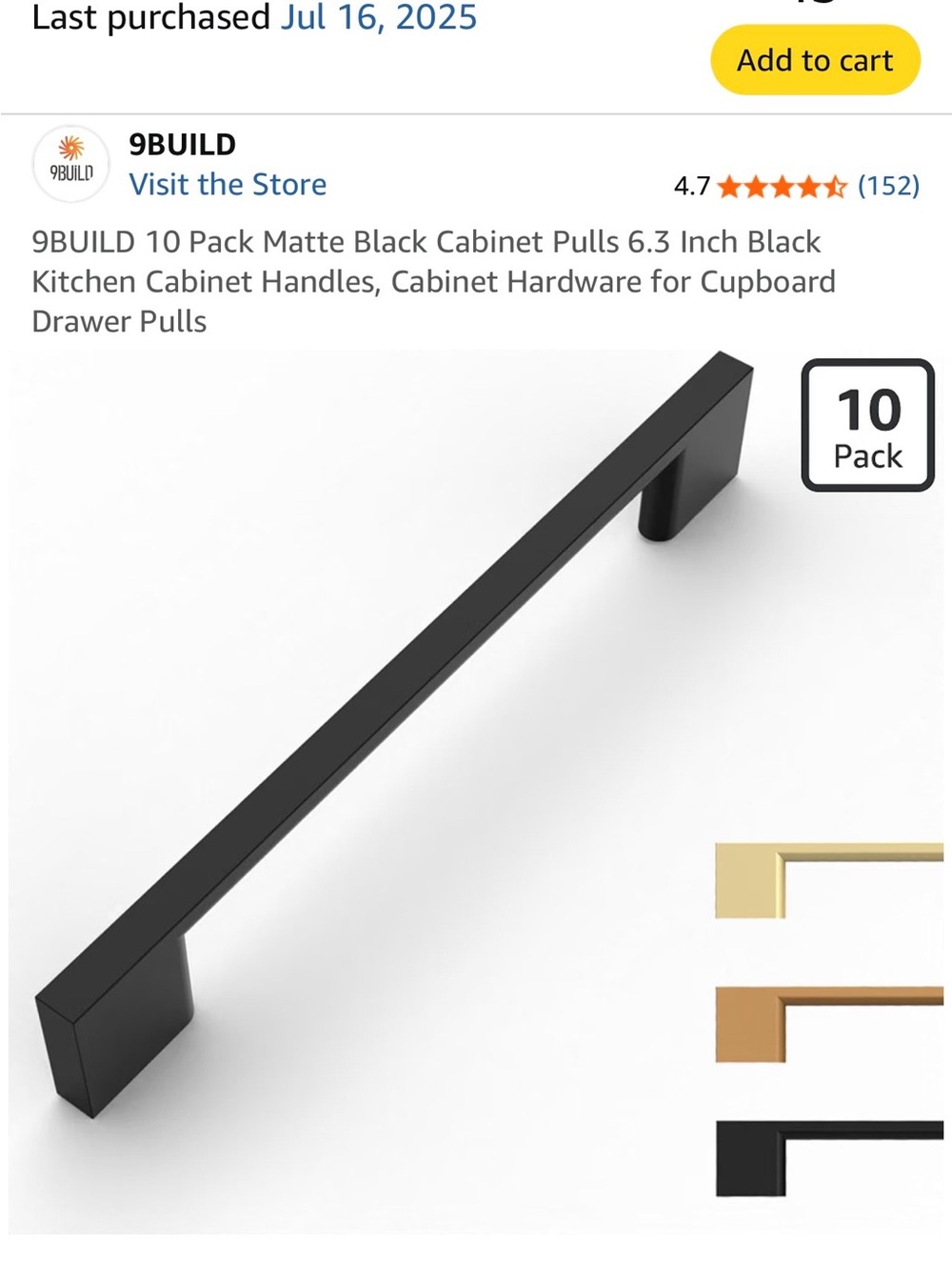 NEW Heavy Matte Black Modern Cabinet Pulls - 6.3 inch.